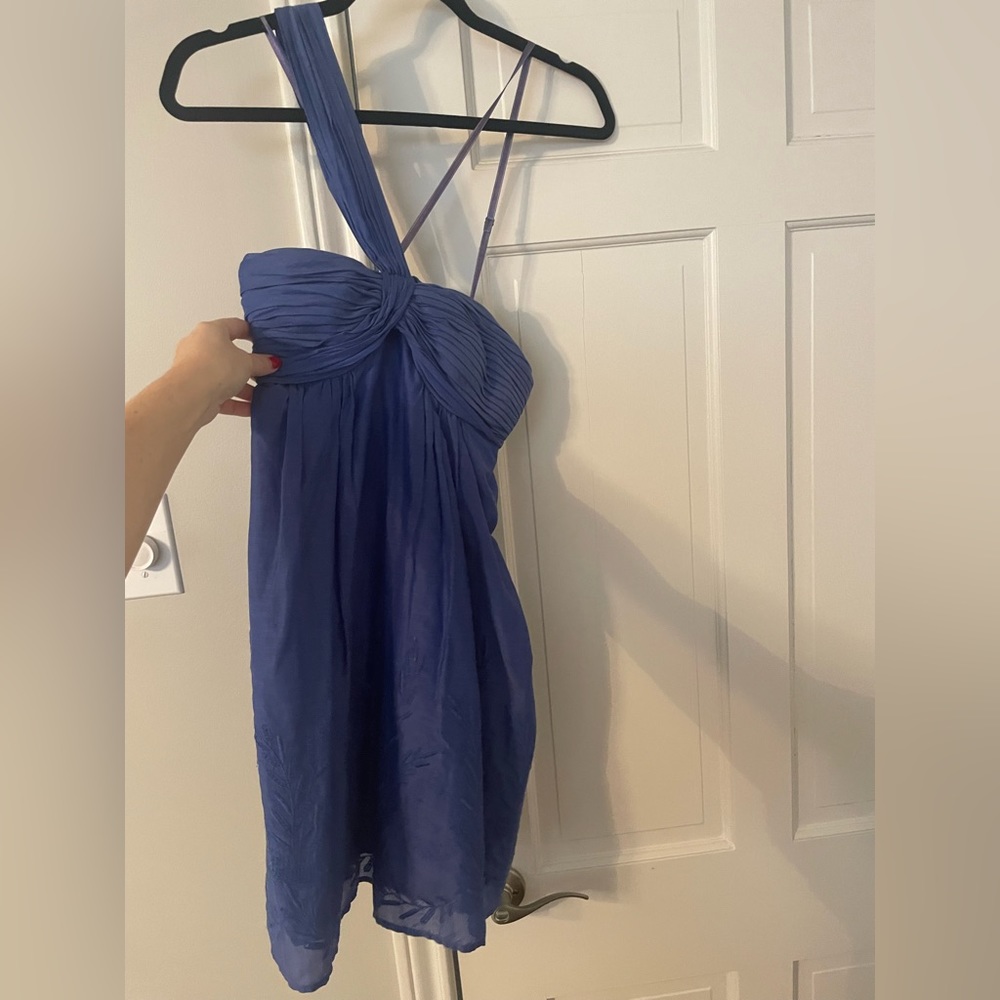 BCBG Maxazria one shoulder blue sundress size xs